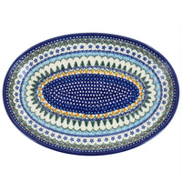 Polish Pottery Overhead Shot Holiday Pine Oval Platter