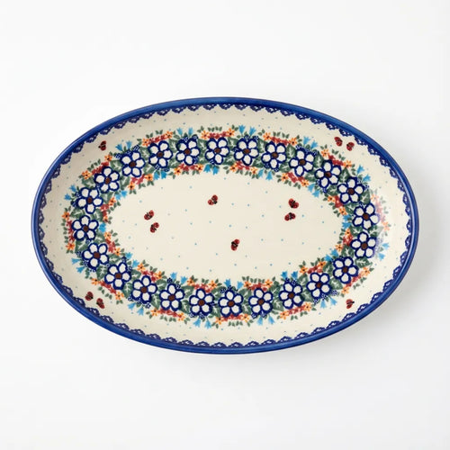 Polish Pottery Overhead Shot Scarlett Oval Platter