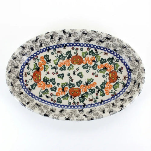Polish Pottery Overhead Shot Trick or Treat Oval Platter