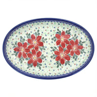 Polish Pottery Overhead Shot Pointsettia Oval Platter