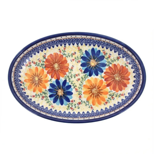 Polish Pottery Overhead Shot Autumn Burst Oval Platter