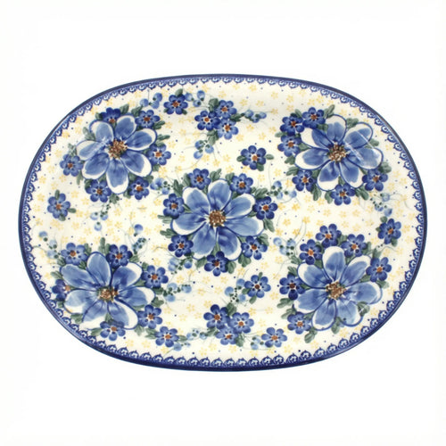 Polish Pottery Overhead Shot Daisy Surprise Large Oval Platter