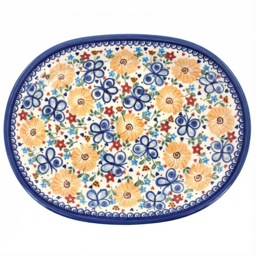 Polish Pottery Overhead Shot Butterfly Large Oval Platter