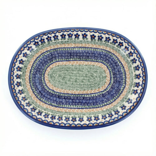 Polish Pottery Overhead Shot Aztec Flower Large Oval Platter