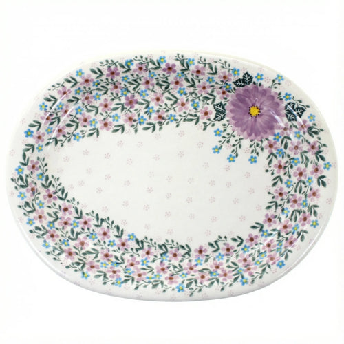 Polish Pottery Overhead Shot Lilac Garden Large Oval Platter