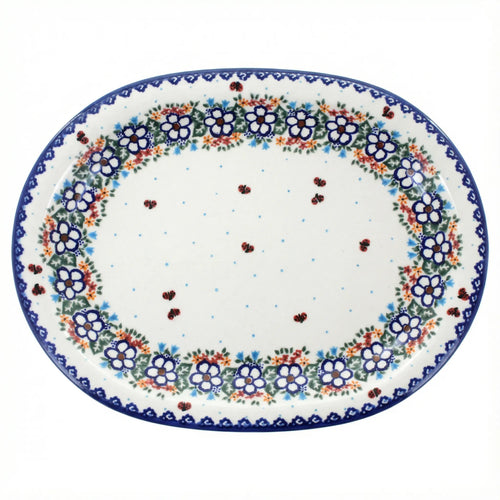 Polish Pottery Overhead Shot Scarlett Large Oval Platter