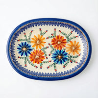 Polish Pottery Overhead Shot Autumn Burst Large Oval Platter