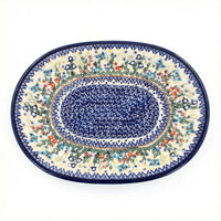 Polish Pottery Overhead Shot Garden of Eden Large Oval Platter