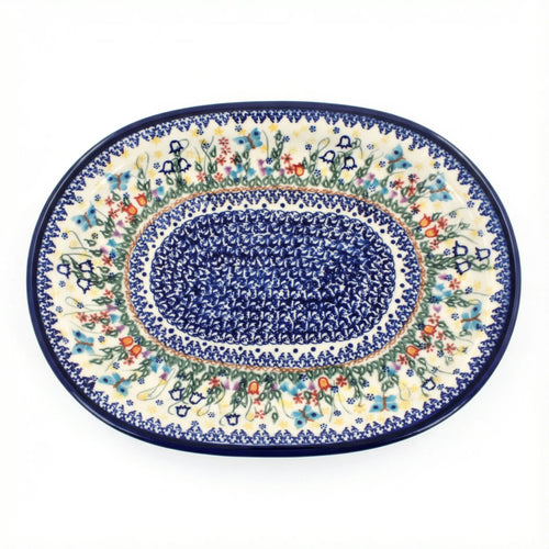 Polish Pottery Overhead Shot Garden of Eden Large Oval Platter