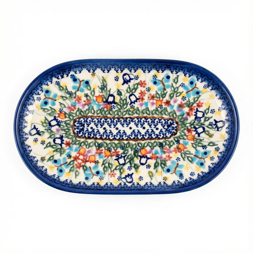 Polish Pottery Overhead Shot Garden of Eden Small Oval Platter