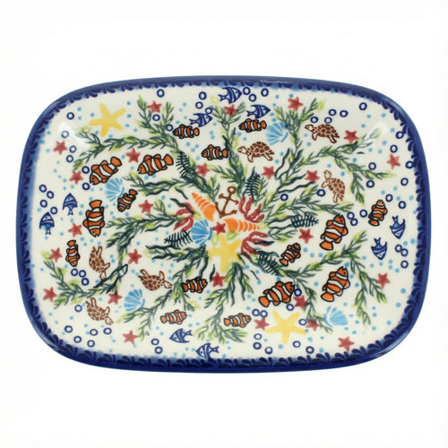 Polish Pottery Overhead Shot Atlantis Small Rectangular Serving Platter