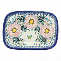 Polish Pottery Overhead Shot Apple Blossom Small Rectangular Serving Platter