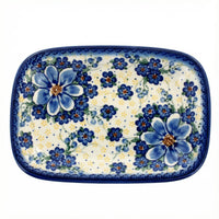 Polish Pottery Overhead Shot Daisy Surprise Small Rectangular Serving Platter