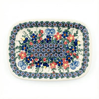 Polish Pottery Overhead Shot Garden Butterfly Small Rectangular Serving Platter