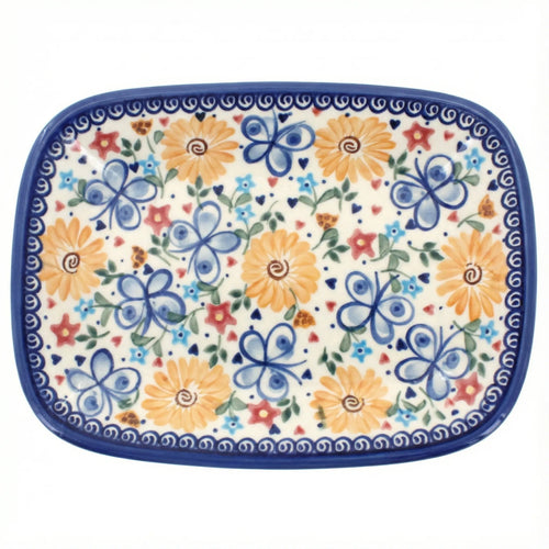 Polish Pottery Overhead Shot Butterfly Small Rectangular Serving Platter