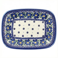 Polish Pottery Overhead Shot Spring Blossom Small Rectangular Serving Platter