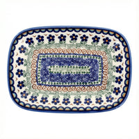 Polish Pottery Overhead Shot Aztec Flower Small Rectangular Serving Platter