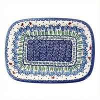 Polish Pottery Overhead Shot Garden Tulip Small Rectangular Serving Platter