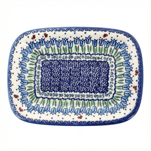Polish Pottery Overhead Shot Garden Tulip Small Rectangular Serving Platter