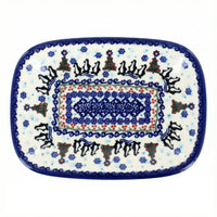 Polish Pottery Overhead Shot Arctic Holidays Small Rectangular Serving Platter