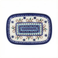 Polish Pottery Overhead Shot Noel Nights Small Rectangular Serving Platter