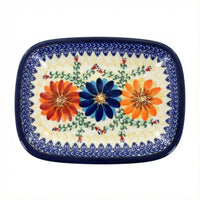 Polish Pottery Overhead Shot Autumn Burst Small Rectangular Serving Platter