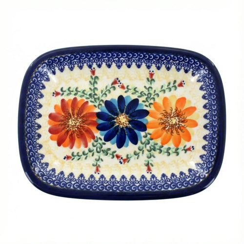 Polish Pottery Overhead Shot Autumn Burst Small Rectangular Serving Platter
