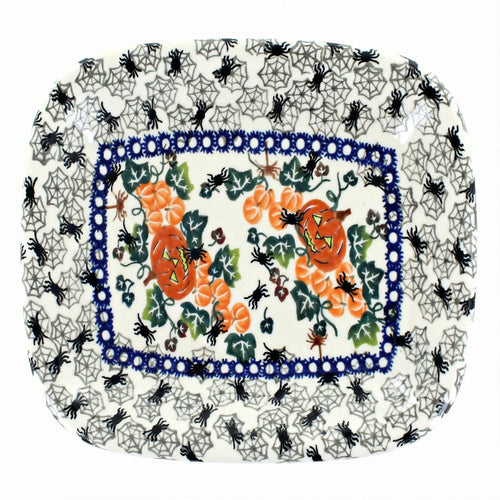 Polish Pottery Overhead Shot Trick Or Treat Small Rectangular Serving Platter