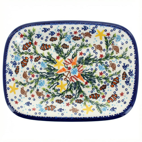 Polish Pottery Overhead Shot Atlantis Medium Rectangular Serving Platter