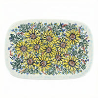 Polish Pottery Overhead Shot Sunflower Maze Medium Rectangular Serving Platter