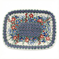 Polish Pottery Overhead Shot Garden Butterfly Medium Rectangular Serving Platter