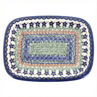 Polish Pottery Overhead Shot Aztec Flower Medium Rectangular Serving Platter