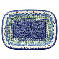 Polish Pottery Overhead Shot Garden Tulip Medium Rectangular Serving Platter