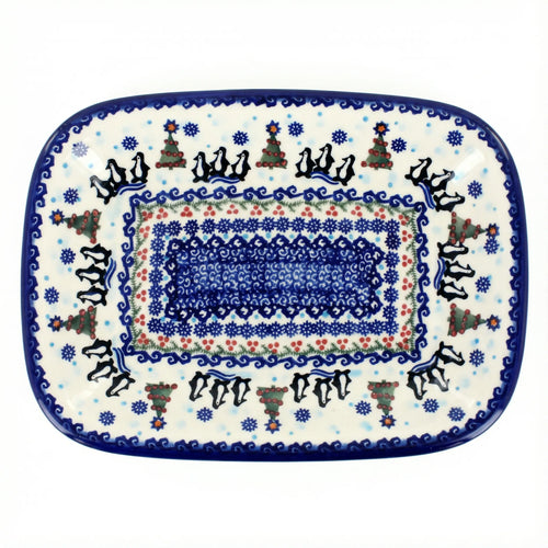 Polish Pottery Overhead Shot Arctic Holidays Medium Rectangular Serving Platter