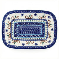 Polish Pottery Overhead Shot Noel Nights Medium Rectangular Serving Platter