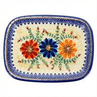 Polish Pottery Overhead Shot Autumn Burst Medium Rectangular Serving Platter