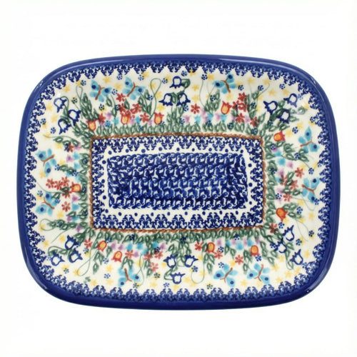 Polish Pottery Overhead Shot Garden of Eden Medium Rectangular Serving Platter