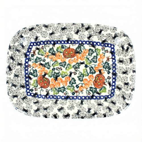 Polish Pottery Overhead Shot Trick Or Treat Medium Rectangular Serving Platter