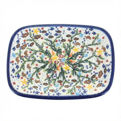 Polish Pottery Overhead Shot Atlantis Large Rectangular Serving Platter