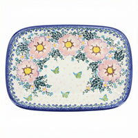 Polish Pottery Overhead Shot Apple Blossom Large Rectangular Serving Platter
