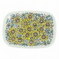 Polish Pottery Overhead Shot Sunflower Maze Large Rectangular Serving Platter