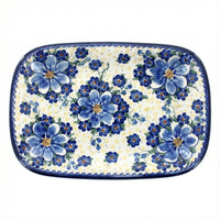 Polish Pottery Overhead Shot Daisy Surprise Large Rectangular Serving Platter