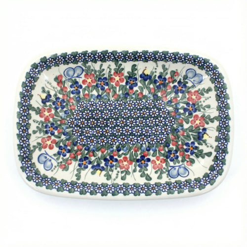 Polish Pottery Overhead Shot Garden Butterfly Large Rectangular Serving Platter