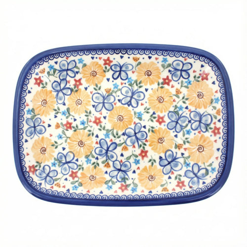 Polish Pottery Overhead Shot Butterfly Large Rectangular Serving Platter