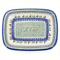Polish Pottery Overhead Shot Reindeer Delight Large Rectangular Serving Platter