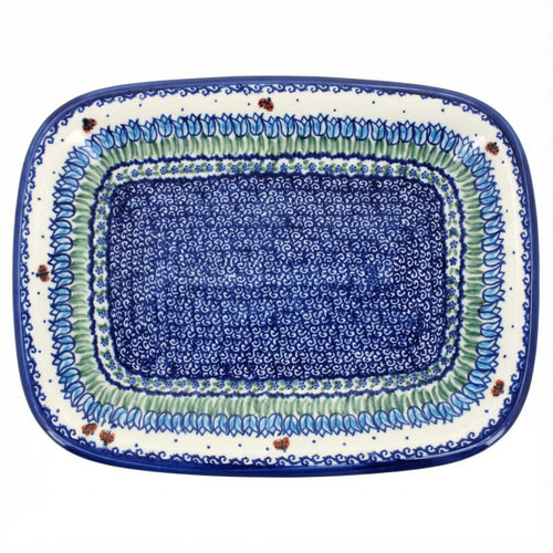 Polish Pottery Overhead Shot Garden Tulip Large Rectangular Serving Platter