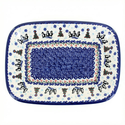 Polish Pottery Overhead Shot Arctic Holidays Large Rectangular Serving Platter