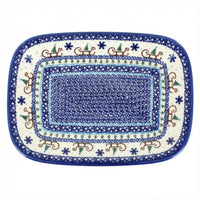 Polish Pottery Overhead Shot Noel Nights Large Rectagular Serving Platter