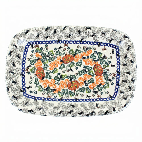 Polish Pottery Overhead Shot Trick Or Treat Large Rectangular Serving Platter