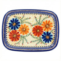 Polish Pottery Overhead Shot Autumn Burst Large Rectangular Serving Platter